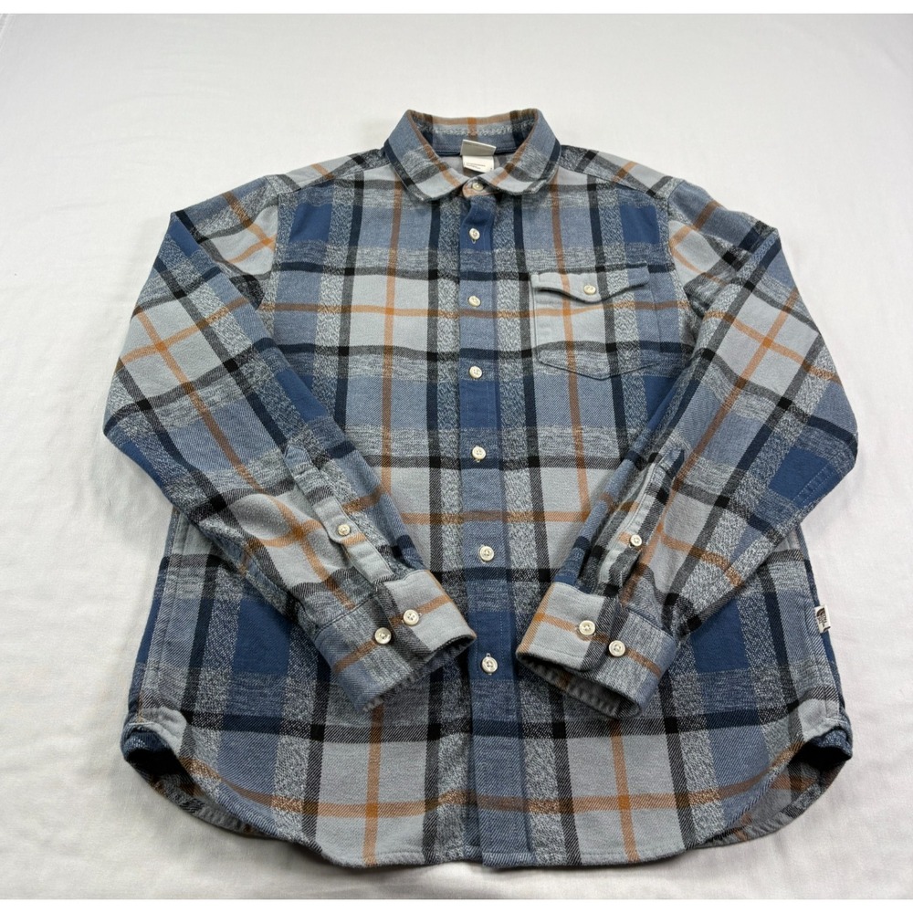 The North Face Flannel Shirt Mens Small Blue Plaid Button Up Outdoor Casual